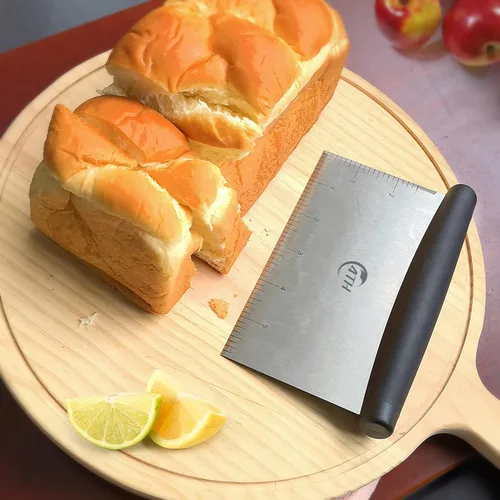 Miniatura 8 de Rascador y picador de banco de masa de acero inoxidable, cortador de pastelería para cocina (1 paquete, negro)