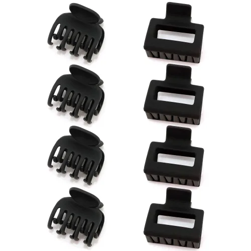 Miniatura 8 de ATODEN Pinzas para el cabello negras pequeñas de doble fila mate – 8 pinzas redondas con dientes para cabello grueso, fino y corto, accesorios lindos