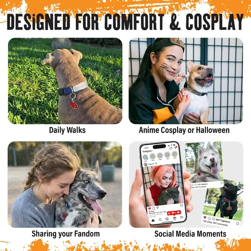 Miniatura 5 de Collar de Perro Naruto para Perros Grandes, Mediano, Collares para Cachorros XS/Pequeños – Collar de Perro de Anime Naruto Shippuden Hidden Leaf