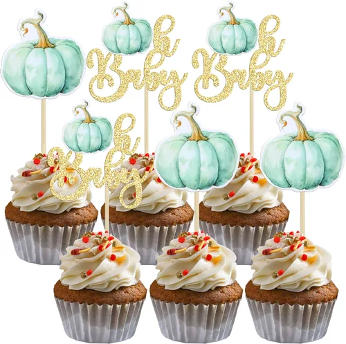 Miniatura 14 de 24 adornos de calabaza para cupcakes con purpurina para otoño, hojas, flores, calabaza, cupcakes, decoración de pasteles para Halloween, decoración