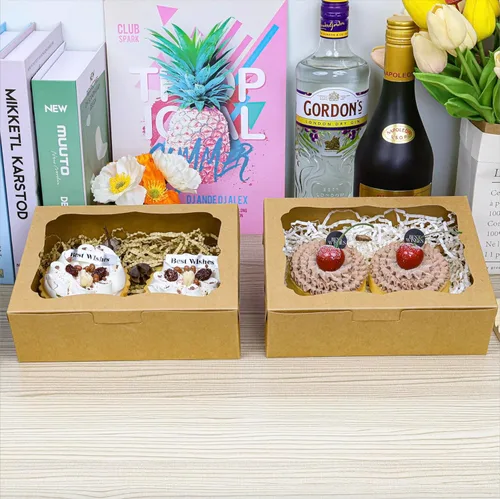 Miniatura 4 de 20 cajas de panadería marrón de 8 x 6 x 2.5 pulgadas con ventana, cajas de galletas, cajas de dulces, cajas de postre, cajas de donas, cajas