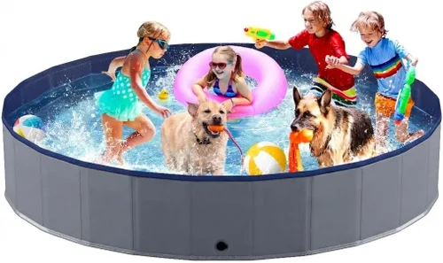 Miniatura 8 de Niubya - Alberca plegable para perros de plástico duro, bañera portátil para mascotas, perros y gatos, piscina para vadeo de mascotas