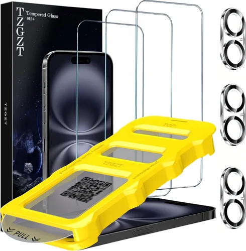 Miniatura 16 de TZGZT [True 9H+ Irrompible] Paquete de 3 para Protector de Pantalla iPhone 13 Película de Vidrio Templado, con Paquete de 3 Accesorios Protector