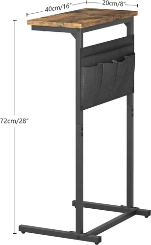 Miniatura 3 de Mesa auxiliar en forma de C, mesa auxiliar para sofá, bandeja de TV pequeña, mesa de sofá con bolsa de almacenamiento para espacio pequeño, sala