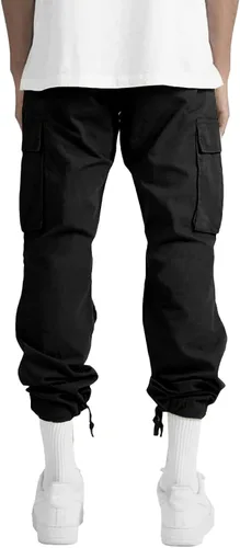 Miniatura 4 de THWEI - Pantalones cargo casuales para hombre, joggers deportivos de algodón, pantalones sueltos y rectos tipo sudadera