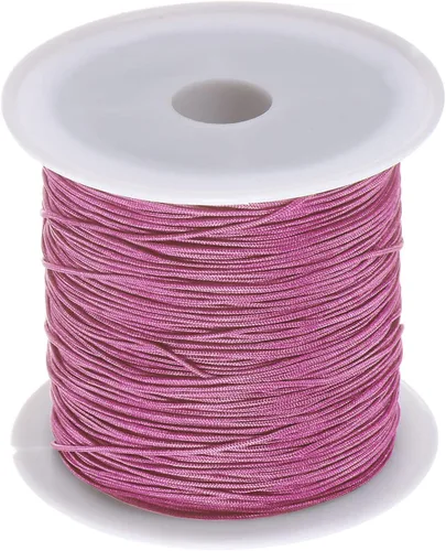 Miniatura 24 de HARFINGTON 1 rollo de hilo de nailon para nudar de 0.024 in, 50 yardas de nailon trenzado para manualidades, cuerda de satén para pulsera, collar