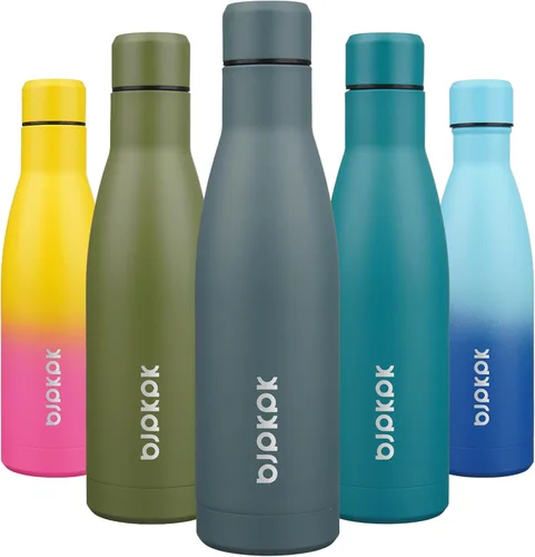 Miniatura 76 de BJPKPK Botellas de agua de acero inoxidable con aislamiento de 17 onzas, mantiene el frío y el calor, brillante oro rosa Oro rosa brillante