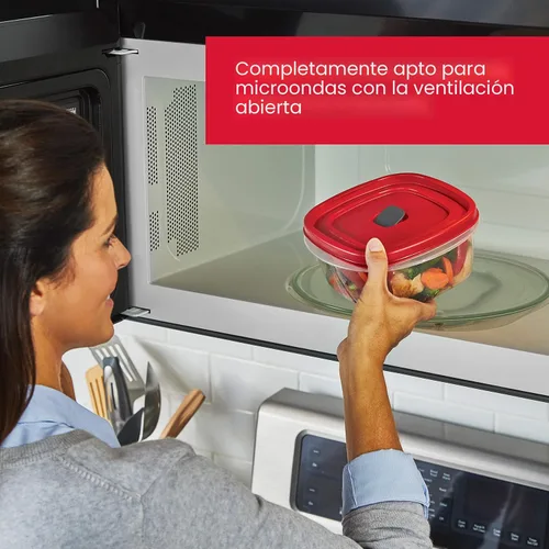 Miniatura 3 de Rubbermaid Juego de almacenamiento de alimentos de plástico sin BPA de 16 piezas, tapas ventiladas rojas, apto para microondas, lavavajillas