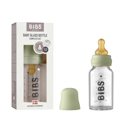 Miniatura 17 de BIBS Biberón de cristal para bebé. Anti-cólico. Pezón redondo de látex de caucho natural. Soporta lactancia materna, juego completo - 3.7 fl oz, nube