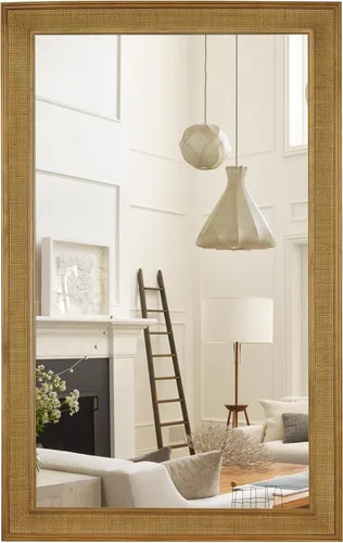 Miniatura 19 de WallBeyond Espejo de Pared de Ratán Rectangular, Espejo de Ratán de 32 X 44 Pulgadas con Marco de Madera para Decoración de Pared, Baño, Sala