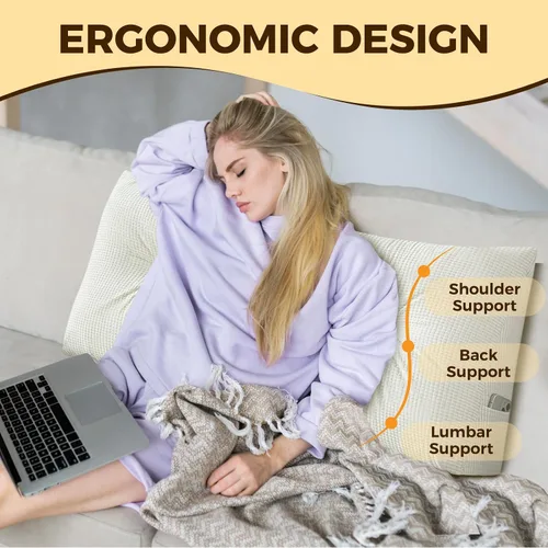 Miniatura 5 de Almohada triangular grande para cabecera de dormitorio universitario, almohadas de cuña para cama individual XL, cojín lumbar para cabecero, cojín