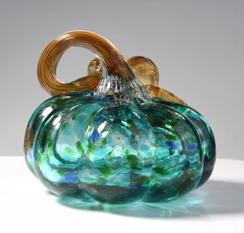 Miniatura 10 de Figura de calabaza de cristal soplado a mano de 3 pulgadas, pisapapeles de calabaza de cristal marrón grande, calabazas de Acción de Gracias