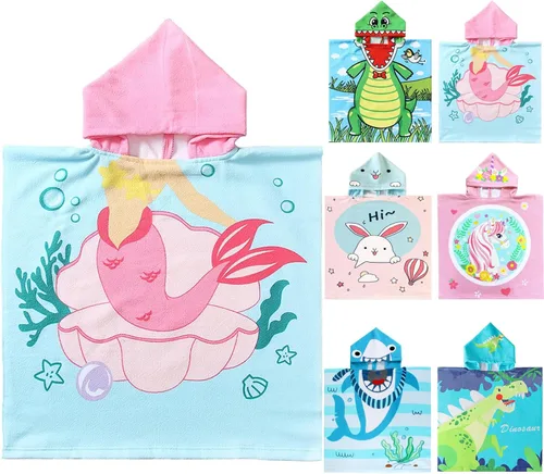 Miniatura 39 de NovForth Toalla de Playa para Niños y Niñas, Envoltorio de Toalla de Baño con Capucha de Cocodrilo, Toalla de Piscina para Niños Pequeños con Capucha
