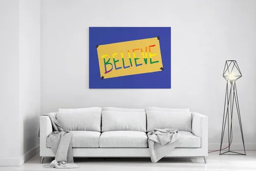 Miniatura 2 de Believe Sign Bandera del Orgullo Fondo Azul – Diseños Inspirados en Lazo Entrenador – Decoración del Hogar – Decoración de Oficina – Motovational