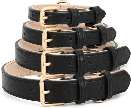 Miniatura 7 de WHIPPY Collar de cuero para perro pequeño, mediano y grande, ajustable, suave, transpirable, acolchado, de cuero con hebilla de aleación, resistente