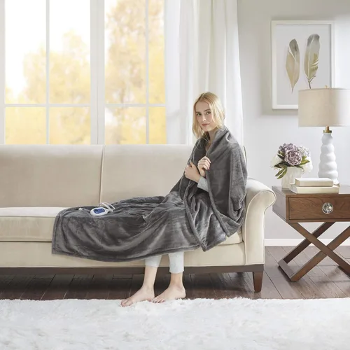 Miniatura 23 de Manta eléctrica térmica Beautyrest para clima frío, manta térmica de calentamiento rápido, apagado automático, prácticamente cero EMF, configuración