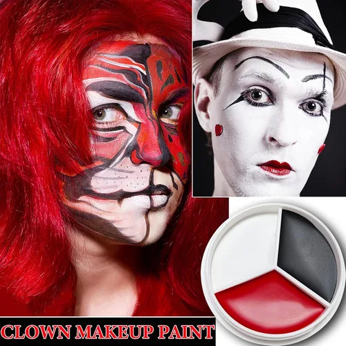 Miniatura 2 de Pintura facial de payaso negro, blanco, rojo, profesional, impermeable, kit de maquillaje de Halloween, pintura facial de payaso, cosplay, bromista