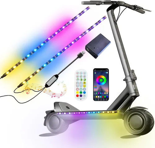 Miniatura 8 de 2 tira eléctrica LED bicicleta scooter luces noche ciclismo colorido lámpara impermeable seguridad monopatín scooter luces