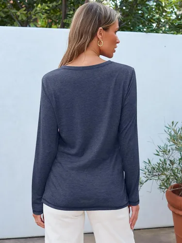 Miniatura 38 de SUNBS Paquete de 3 camisas de manga larga para mujer, ajuste holgado, ropa de otoño, ropa de moda 2025, camisetas básicas de entrenamiento, trajes