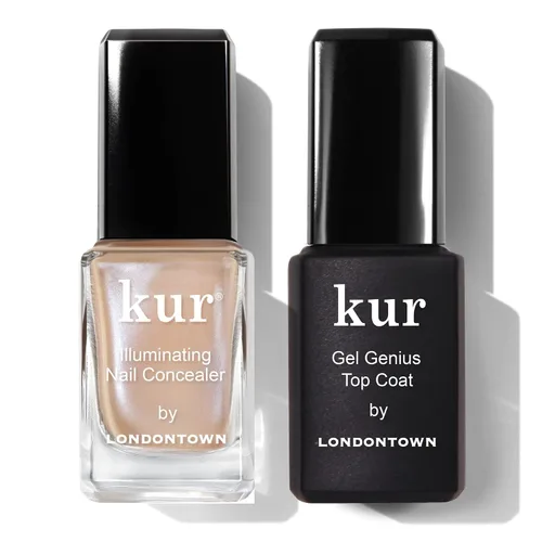 LONDONTOWN Nail Concealer and Gel Genius Top Coat Duos, Brighten and Illuminate Nails in One Step, High Gloss Chip-Resistant Finish, At-Home Nail