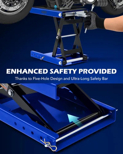 Miniatura 5 de Orion Motor Tech elevador de tijera de 1000 lb con llave tubular, ideal para reparación de motocicletas, plataforma amplia de 13-3/4" x 9-4/5", Azul