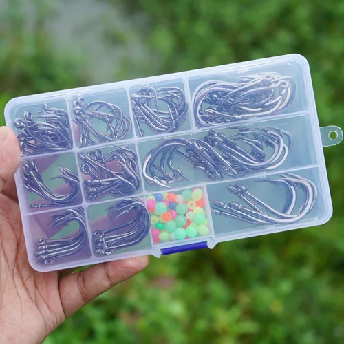 Miniatura 9 de Anzuelos de pesca anzuelos de cebo vivo para agua salada, ganchos circulares de acero inoxidable, 2 ganchos de ayuda fuerte, ganchos afilados