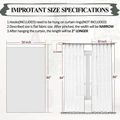 Miniatura 7 de Cortinas semitraslúcidas de lino neutro de 84 pulgadas de largo, cortinas y cortinas de lino beige crema que filtran la luz, tratamientos modernos