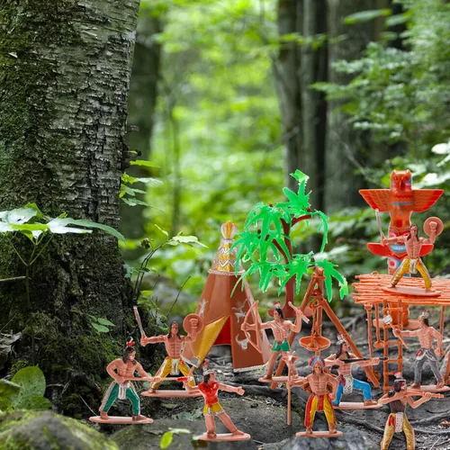 Miniatura 5 de X Hot Popcorn 23 Piezas Figuras de Indios en Miniatura, Figuras de Acción de Indios de Plástico, Suministros de Diorama para Decoración de Escenas