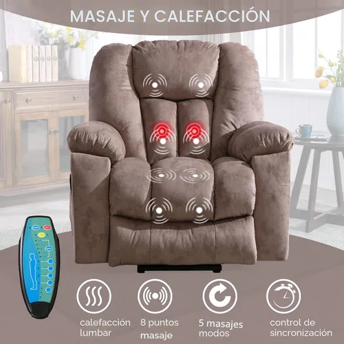 Miniatura 3 de CANMOV Silla reclinable eléctrica con masaje y calor para adultos mayores, reclinables anchos y tapizados, mecanismo de movimiento reclinable