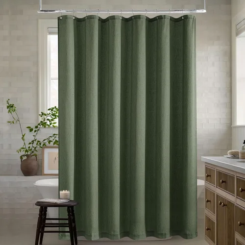 Miniatura 27 de Cortina de ducha de lino de avena 36x72 para cabina de ducha, cortinas neutras grisáceas beige de lino para baño, decoración bohemia de baño