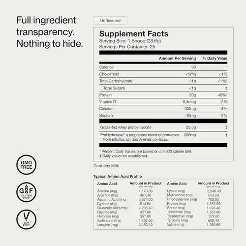 Miniatura 9 de Momentous Essential Proteína de suero aislada de vacas alimentadas a pasto - 20 g de proteína de suero aislada - Certificado NSF