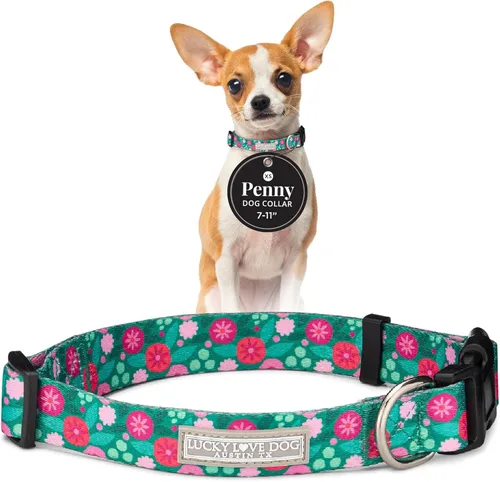 Miniatura 38 de Lucky Love Dog - Collar para perras pequeñas, diseño Blackbird de estampado alegre con flores de primavera y verano, talla XS