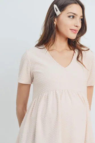 Miniatura 6 de LaClef Top de maternidad plisado frontal con cuello en V para mujer