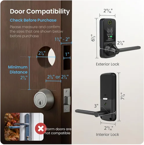 Miniatura 8 de Lockly Secure Pro Smart Lock con asa, huella digital biométrica y teclado patentado PIN Genie antiespía, cerradura de puerta de entrada sin llave