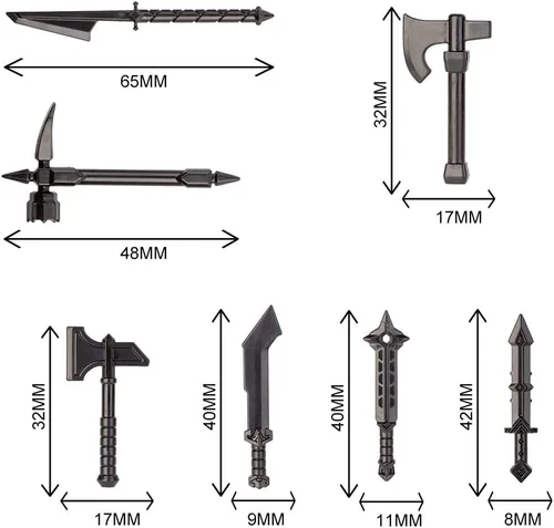 Miniatura 5 de ALiquid Juego de armas de minifiguras personalizadas, juego de armas personalizadas para minifiguras, juego de armas de soldado enano medieval