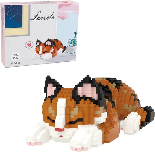 Miniatura 7 de Larcele Conjunto de animales de bloques de construcción micro para gatos, mini ladrillos de juguete de construcción 3D, 1191 piezas KLJM-05