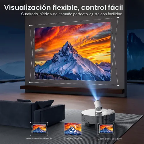 Miniatura 3 de [Aplicaciones integradas] ClokoWe Mini proyector con WiFi y Bluetooth, proyector portátil inteligente de 1080P actualizado 2026 con rotación
