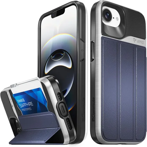 Miniatura 41 de VENA vCommute Funda tipo cartera compatible con Apple iPhone 14 (15.5 cm), funda de cuero con tapa plegable, tarjetero con función de soporte