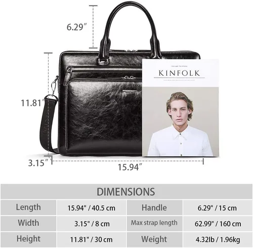 Miniatura 4 de BOSTANTEN Maletines para Hombre Bolsa de Mensajero de Cuero Genuino para Laptop de 15.6 Pulgadas, Maletín de Oficina, Trabajo, para Negocios, Viaje
