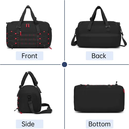 Miniatura 7 de Bolsa táctica de gimnasio para hombres, 35L de viaje, bolsa de lona deportiva con compartimento para zapatos, bolsa de entrenamiento impermeable