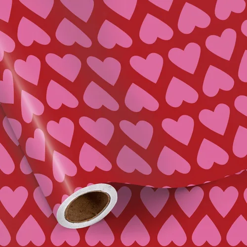 Miniatura 12 de RUSPEPA Rollo de papel de regalo reversible, mini rollo, diseño de pareja de gnomos rojos en camión, ideal para el día de San Valentín, fiesta