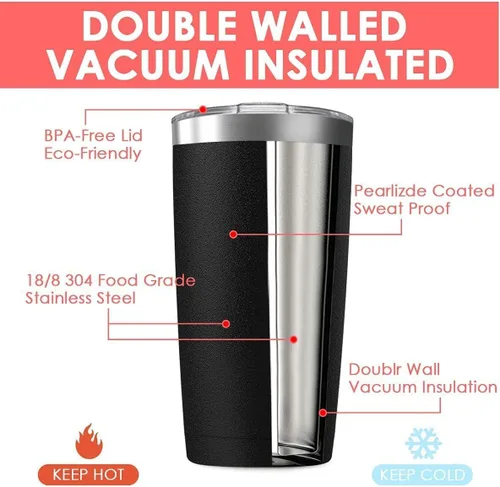 Miniatura 2 de Vaso de viaje de 20 oz, aislado al vacío, con tapa, de acero inoxidable, doble pared, taza a granel para el hogar, la oficina, al aire libre, apto