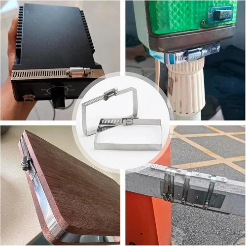 Miniatura 6 de Paquete de 10 abrazaderas cuadradas de acero inoxidable 304 de 1.969 x 1.969 in para tubo de cable rectangular