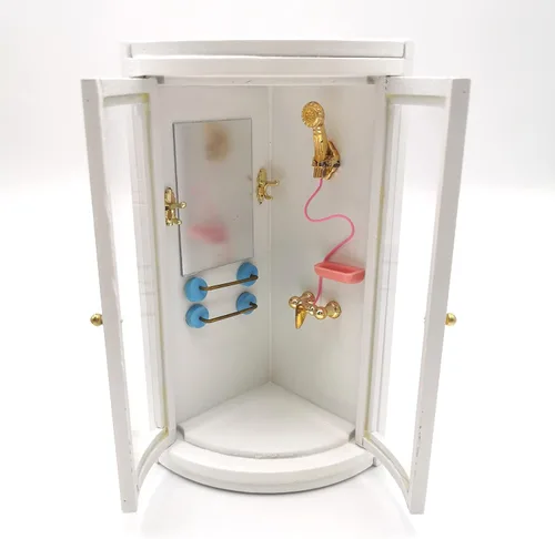 Miniatura 3 de Casa de muñecas Ducha,1:12 Casa de muñecas Muebles en miniatura Simulación Blanco Cuarto de baño Ducha