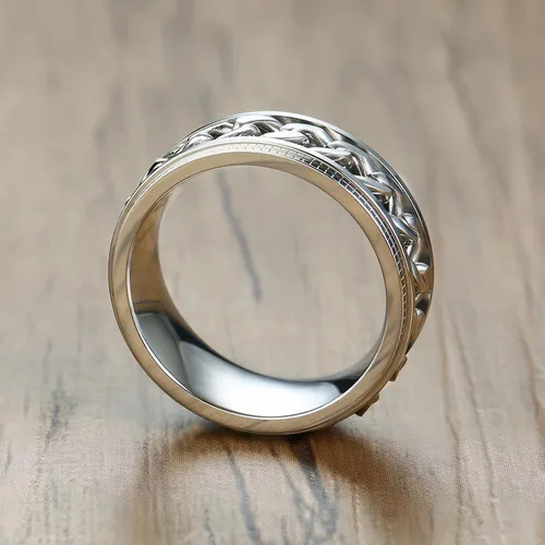 Miniatura 6 de Anillo giratorio para la ansiedad para hombre, 0.315 in, acero inoxidable, rotación de anillos de boda para hombres y mujeres, sin estrés, plateado