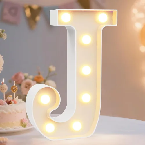 Miniatura 85 de Pooqla Letras con luces LED de marquesina, letras decorativas iluminadas en blanco cálido y blanco frío, letras del alfabeto iluminadas para niños