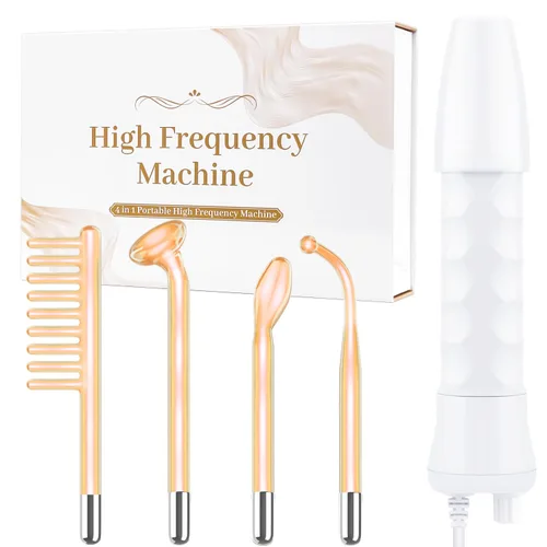 Uaike - Varita facial de alta frecuencia, portátil, de mano, de alta frecuencia, con 4 tubos de vidrio naranja, dispositivo de varita facial para
