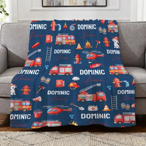 Miniatura 17 de Manta de Bebé Personalizada Camiones de Construcción Personalizados Camión Volquete Mantas con Nombre para Niños, Niñas y Pequeños Manta Suave