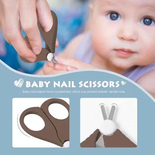 Miniatura 3 de PAPABEAR Juego de cortaúñas para bebé con bonito estuche, kit de lima de uñas y uñas de los pies para manicura y pedicura para recién nacidos, Bronce