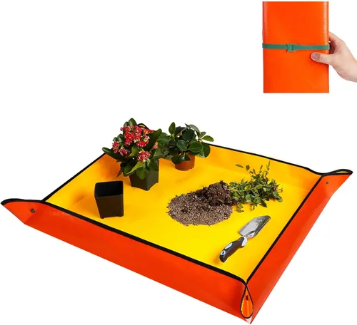 Miniatura 14 de Tapete grande de 39.5" x 31.5" para trasplante de plantas de interior, control de desorden en mesa, bandeja portátil para macetas de jardinero